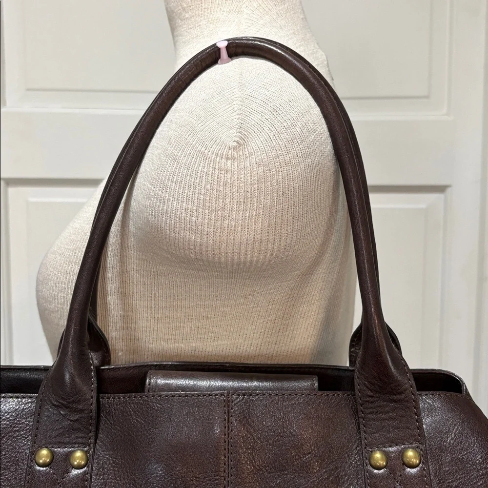 Kate Landry dark brown pebbled leather satchel purse - Picture 3 of 16